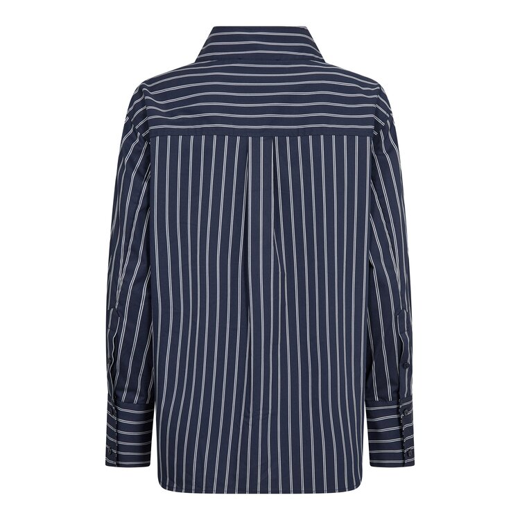 Co'Couture SomoCC Stripe Funnel Neck Shirt Navy