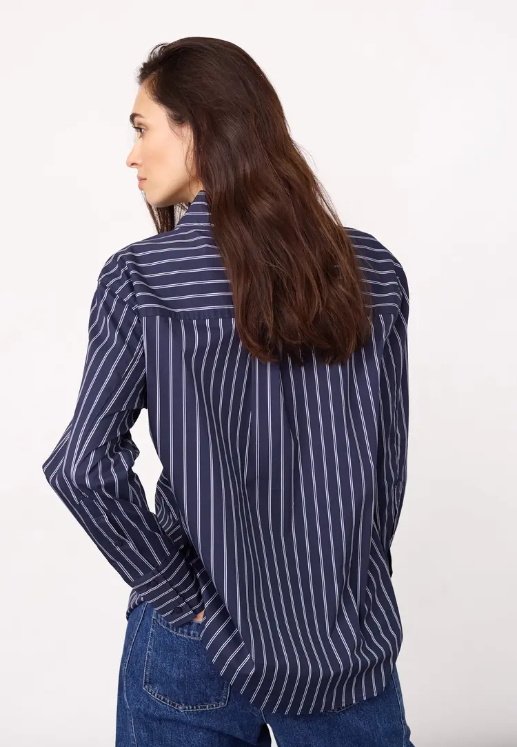 Co'Couture SomoCC Stripe Funnel Neck Shirt Navy