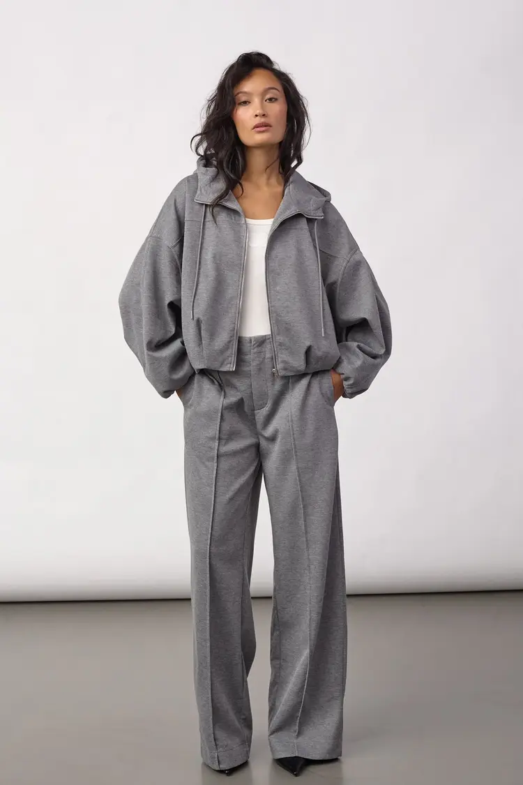 Co'Couture LanceCC Balloon Hoodie Mid Grey Melange