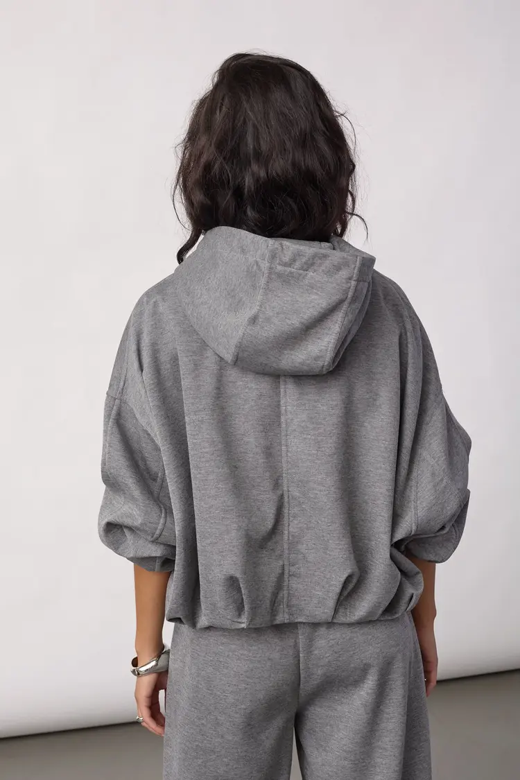 Co'Couture LanceCC Balloon Hoodie Mid Grey Melange