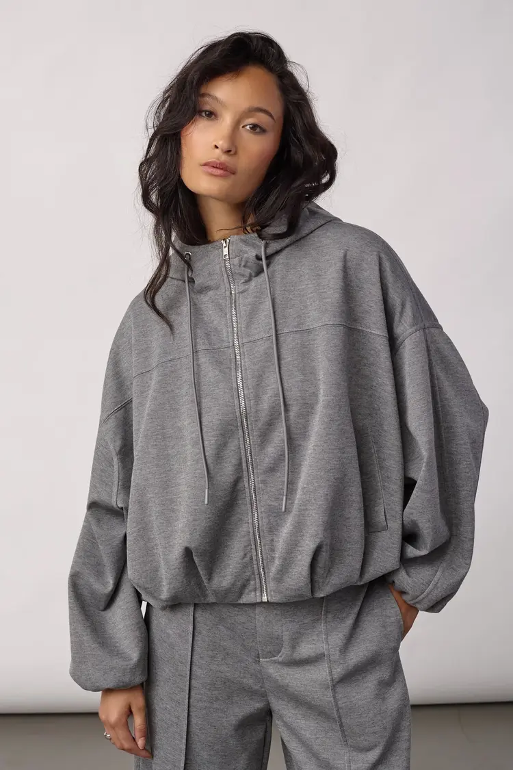 Co'Couture LanceCC Balloon Hoodie Mid Grey Melange