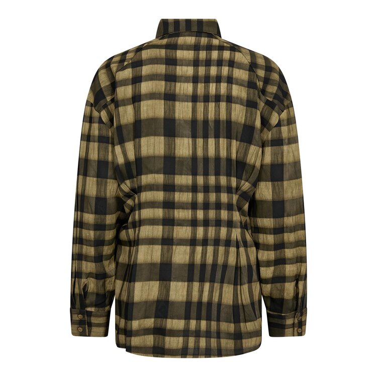 Co'Couture KyelCC Check Tie Pleat Shirt Army