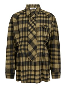 Co'Couture KyelCC Check Tie Pleat Shirt Army