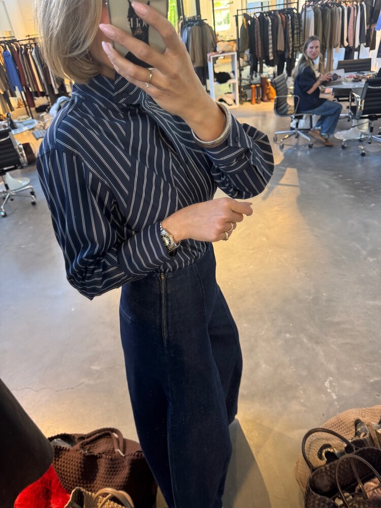 Co'Couture SomoCC Stripe Funnel Neck Shirt Navy