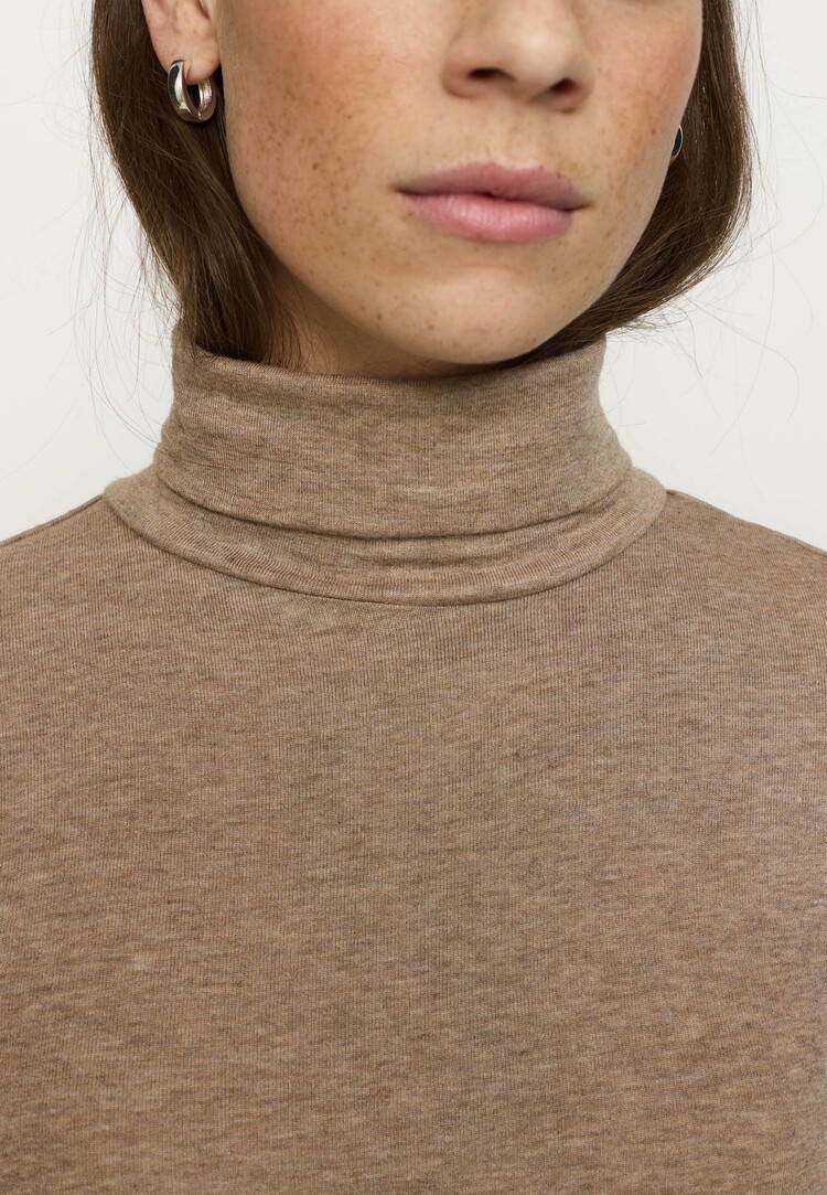 Soft Rebels Roman Roll Neck Silver Mink Melange