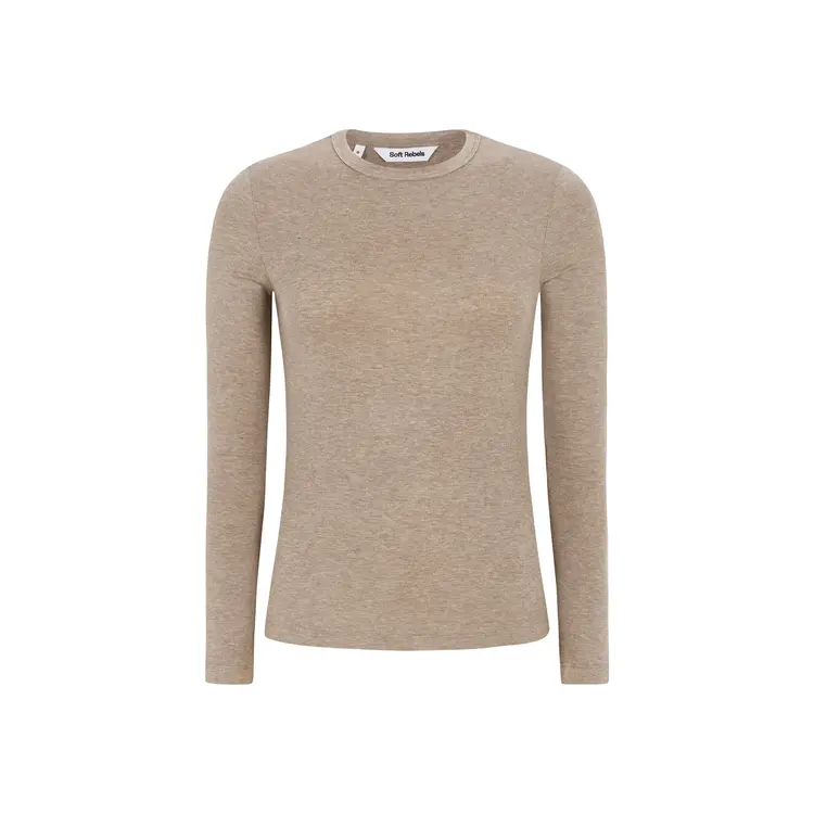 Soft Rebels Roman O-Neck Silver Mink Melange