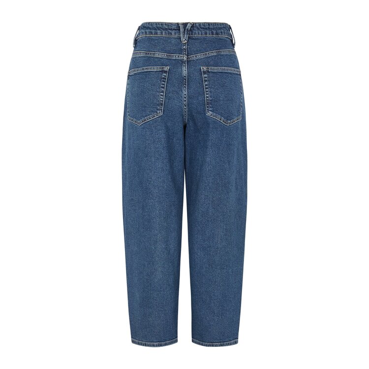 Soft Rebels Amelie Cropped Barrel Jeans Mid Waisted Blue Denim