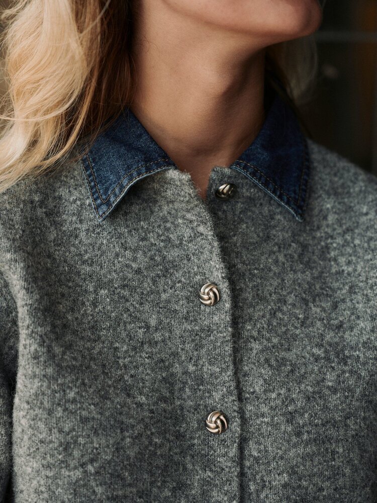 Neo Noir Amoria Knit Cardigan Grey Melange