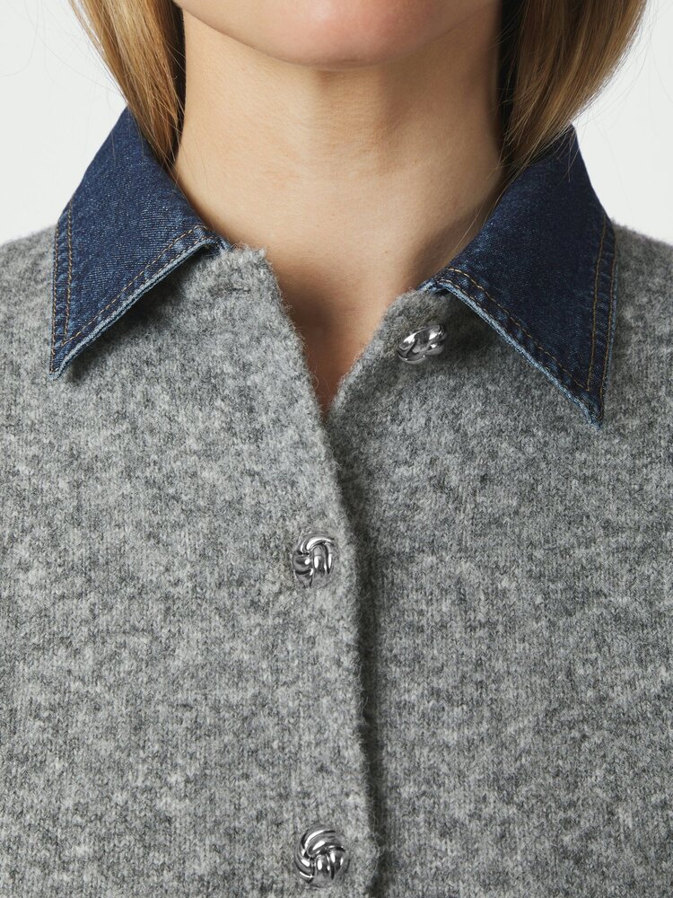 Neo Noir Amoria Knit Cardigan Grey Melange