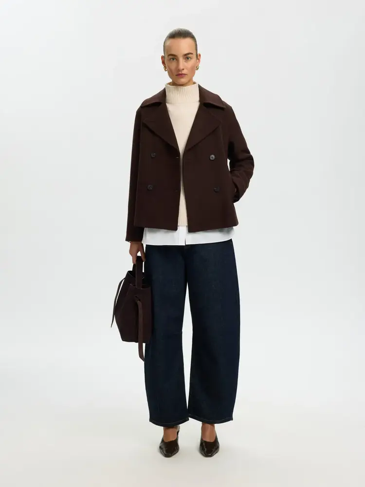 Selected Femme Cille Cashmere Blend High Neck Noos Snow White