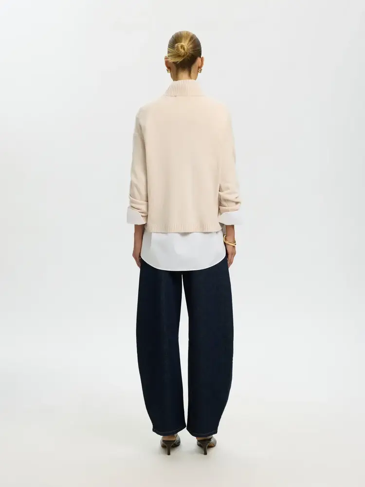 Selected Femme Cille Cashmere Blend High Neck Noos Snow White