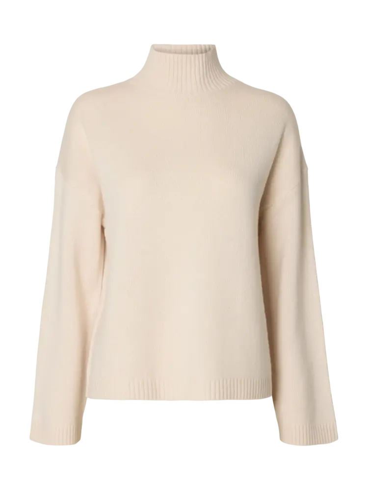 Selected Femme Cille Cashmere Blend High Neck Noos Snow White