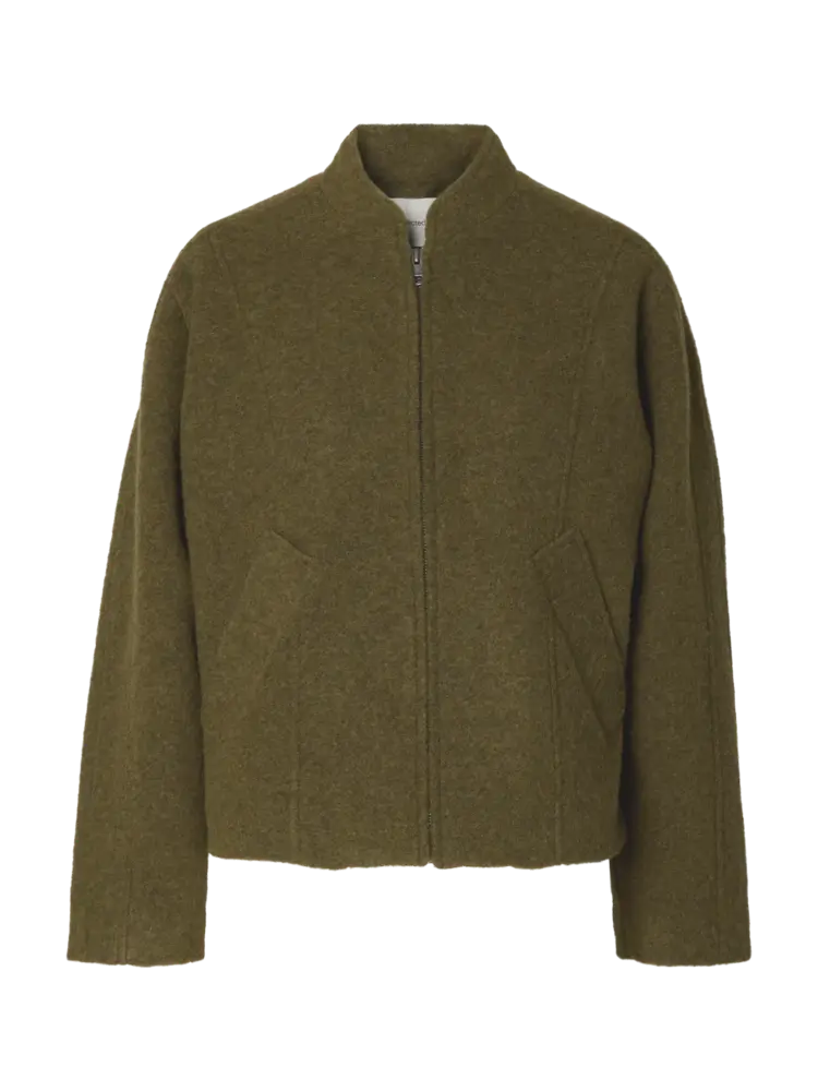 Selected Femme Jacqueline Wool Blend Jacket Noos Fir Green/Melange