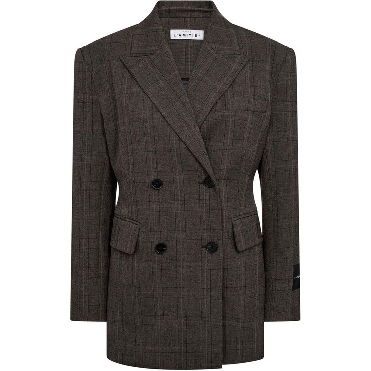 Haute L'Amitié Waist Fit Check Blazer Mocca