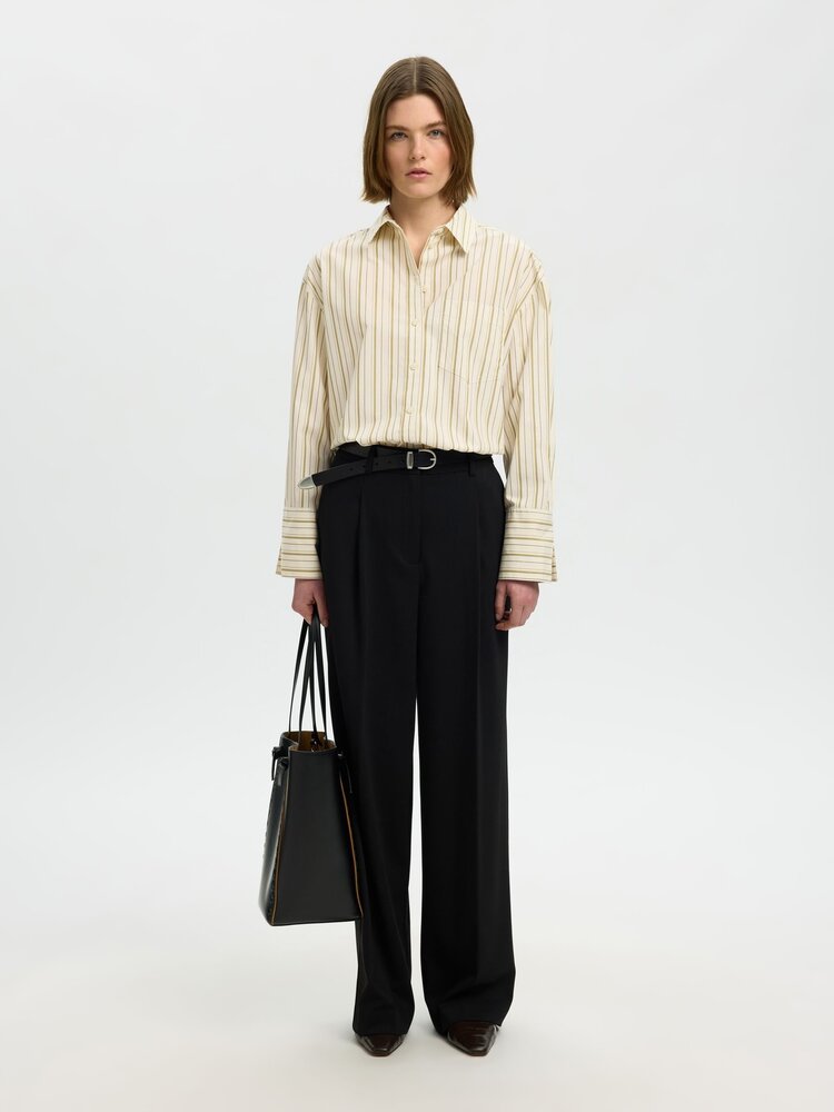 Selected Femme Dannie LS Stripe Oversize Shirt Noos Birch Multi