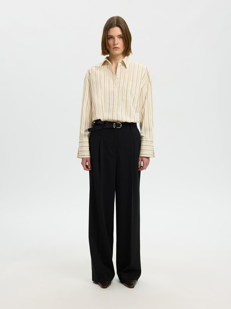 Selected Femme Dannie LS Stripe Oversize Shirt Noos Birch Multi