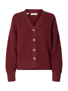Selected Femme Selma Sus LS Knit V Cardigan Noos Tawny Port