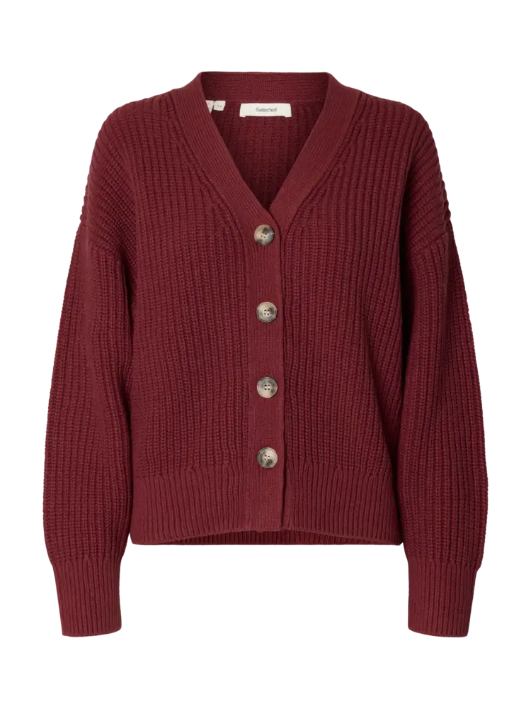Selected Femme Selma Sus LS Knit V Cardigan Noos Tawny Port