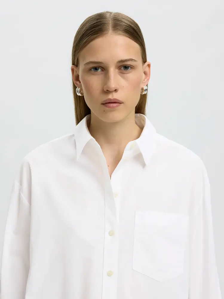 Selected Femme Dannie LS Oversized Shirt Noos Bright White