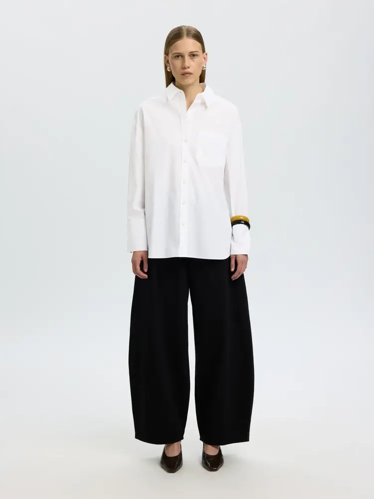 Selected Femme Dannie LS Oversized Shirt Noos Bright White