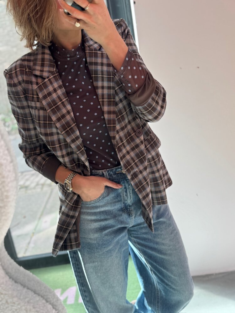Ydence Blazer Novalee Brown/Blue Check