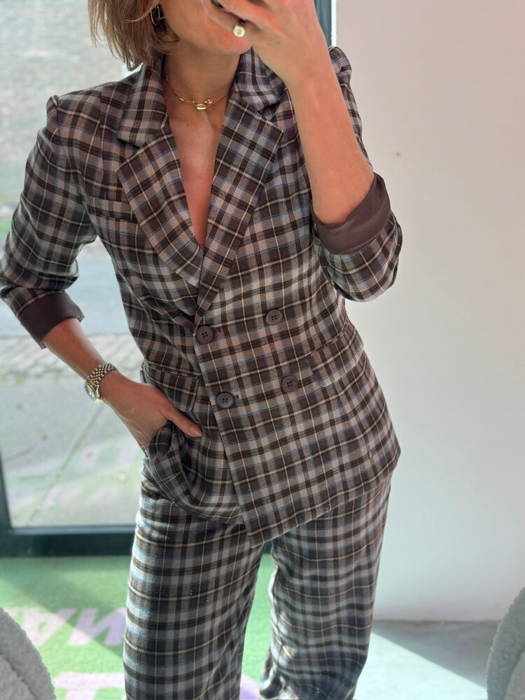 Ydence Pants Florance Brown/Blue Check