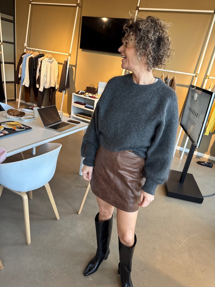 Selected Femme Jil Leather HW Mini Skirt Delicioso