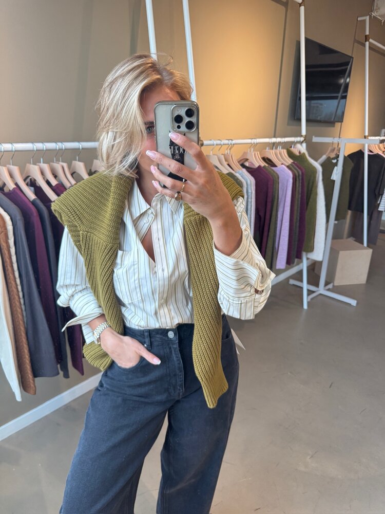 Selected Femme Dannie LS Stripe Oversize Shirt Noos Birch Multi