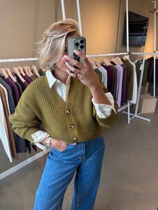 Selected Femme Selma Sus LS Knit V Cardigan Noos Fir Green