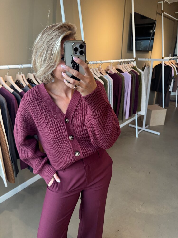 Selected Femme Selma Sus LS Knit V Cardigan Noos Tawny Port