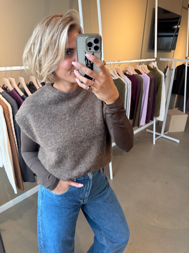 Selected Femme Lulu SL Knit Vest Noos Dachshund/Melange
