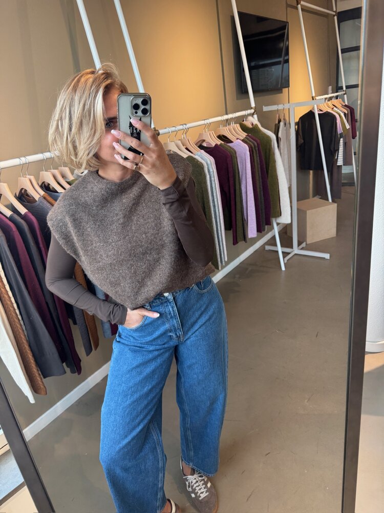 Selected Femme Lulu SL Knit Vest Noos Dachshund/Melange