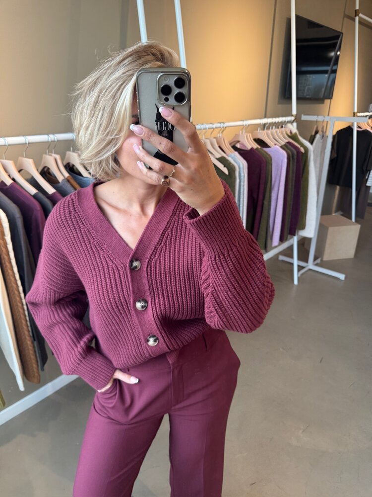 Selected Femme Rita MW Wide Pants Mel Noos Tawny Port Melange