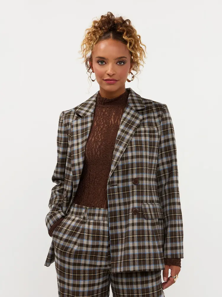 Ydence Blazer Novalee Brown/Blue Check