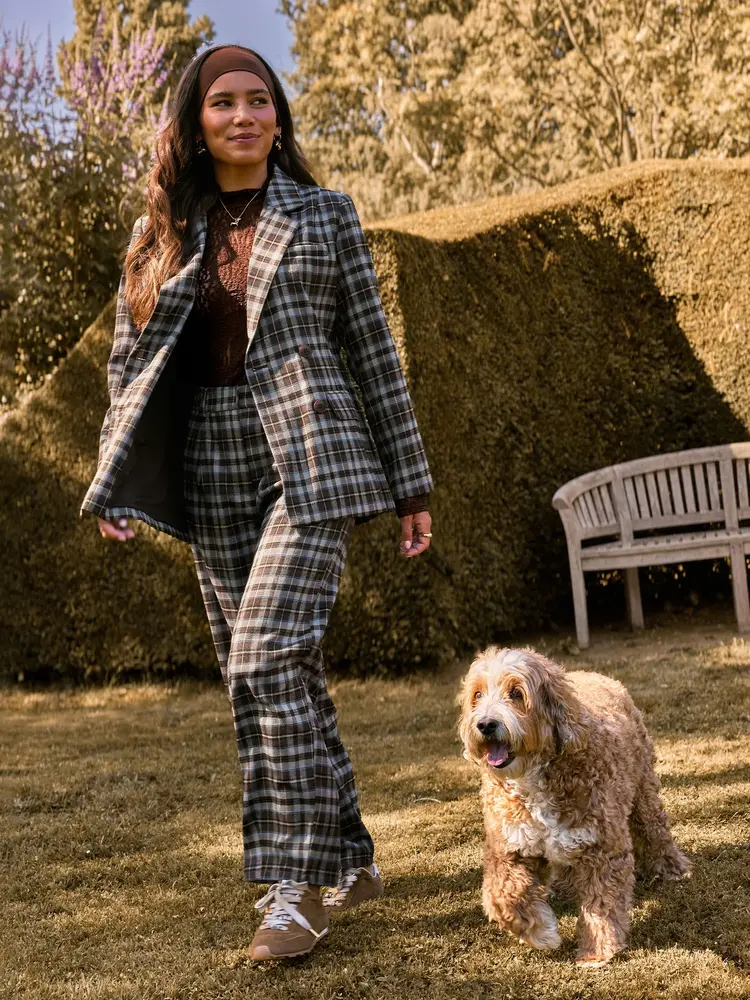 Ydence Pants Florance Brown/Blue Check
