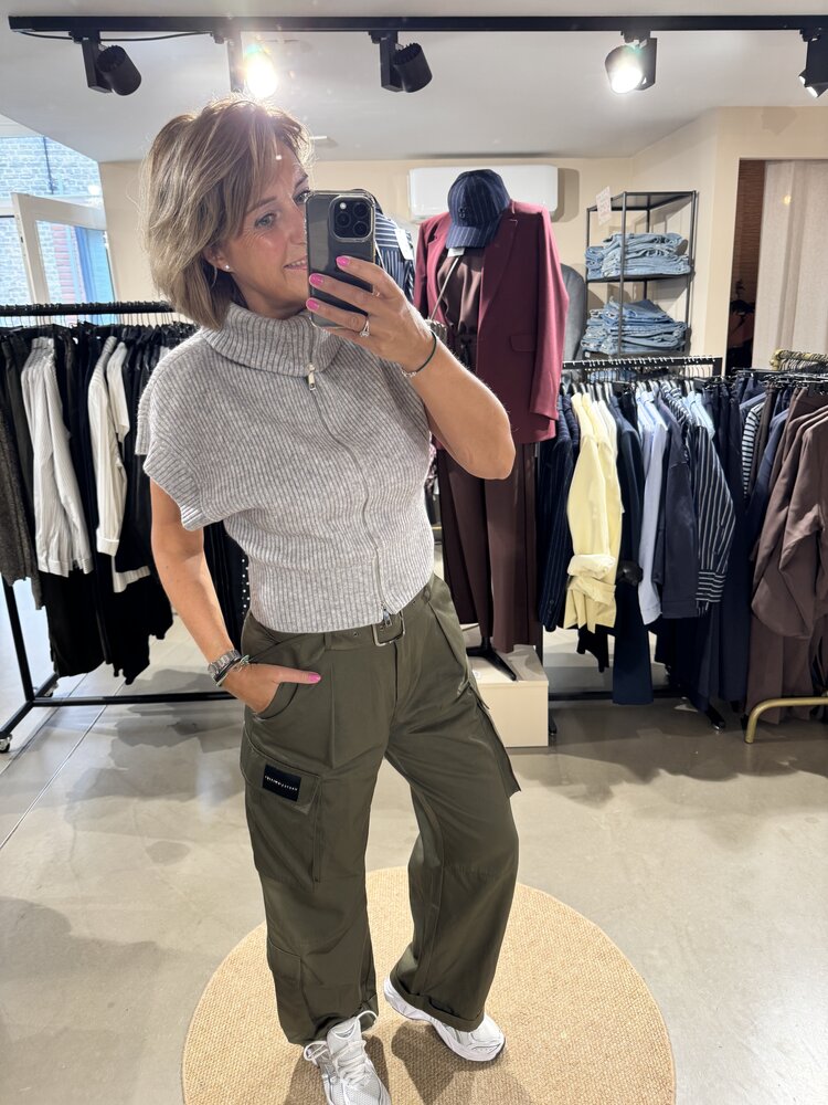 Co'Couture RowCC Zip Knit Vest Grey Melange