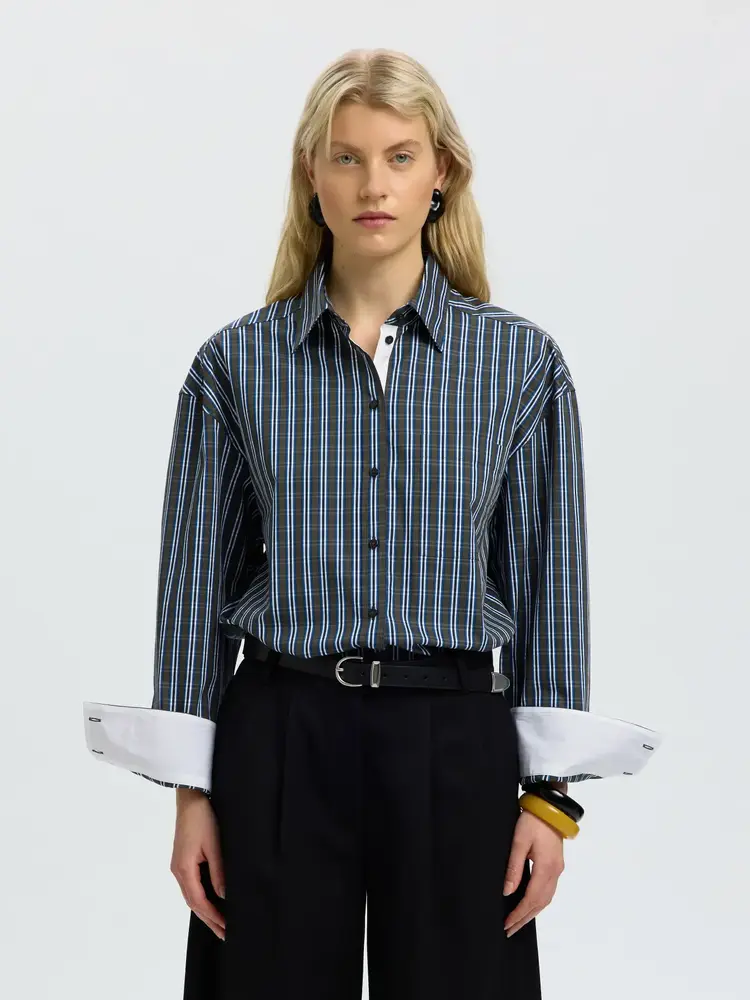 Selected Femme Eden Oversized LS Pocket Shirt Peat/Check