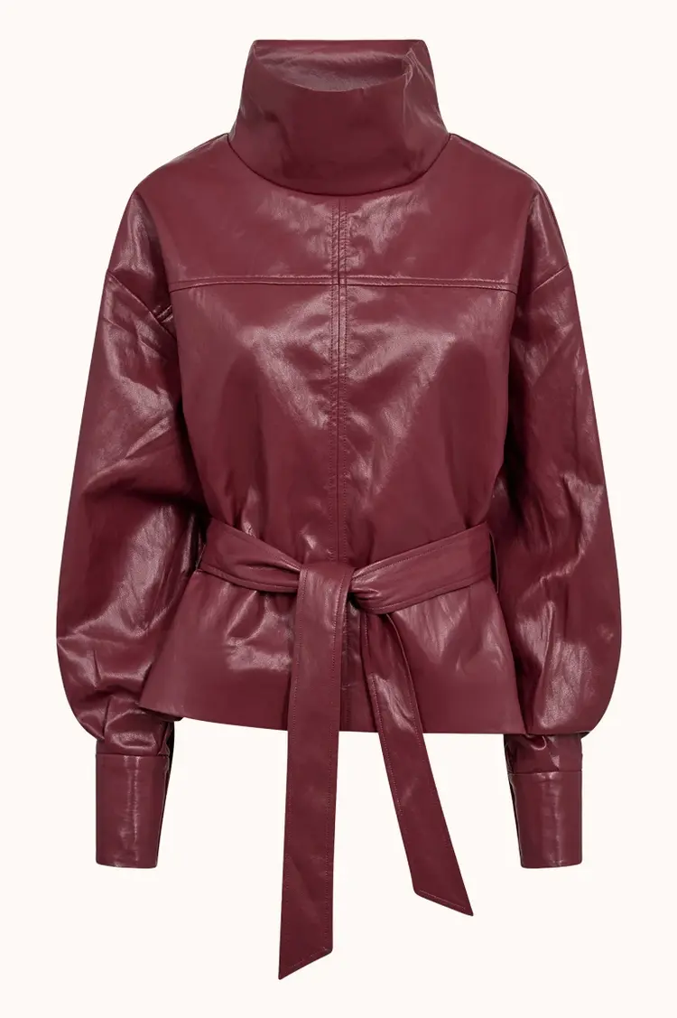 Co'Couture GittCCFunnel Neck Blouse Berry Red