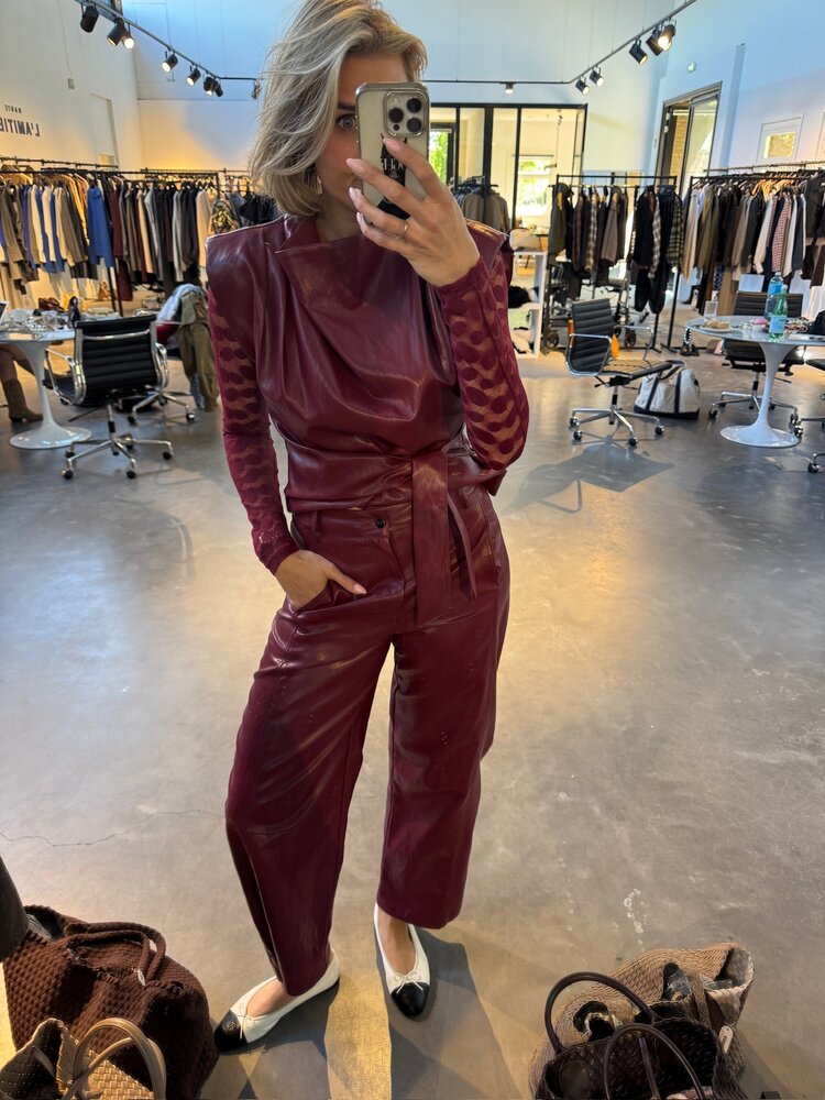 Co'Couture GittCCFunnel Neck Blouse Berry Red