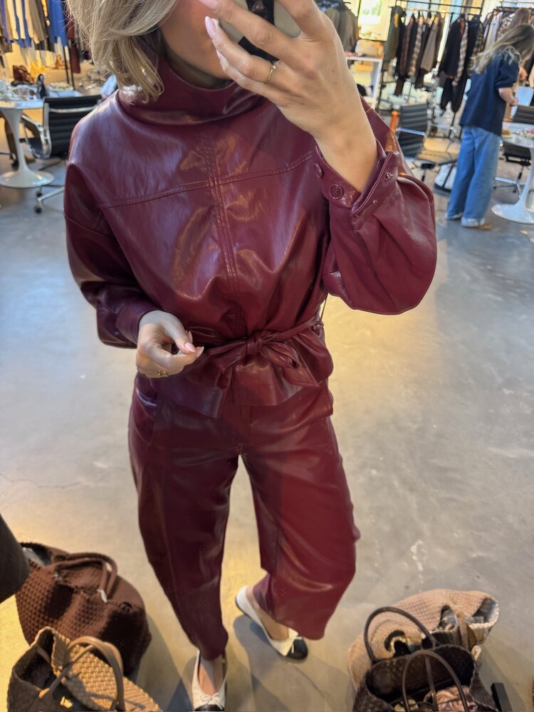 Co'Couture GittCCFunnel Neck Blouse Berry Red