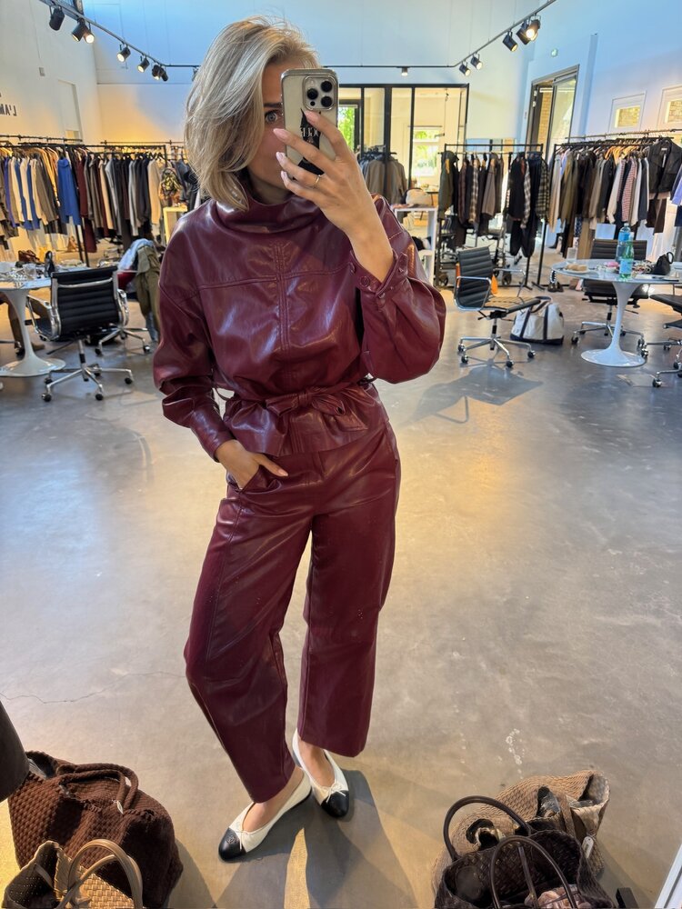 Co'Couture GittCCFunnel Neck Blouse Berry Red