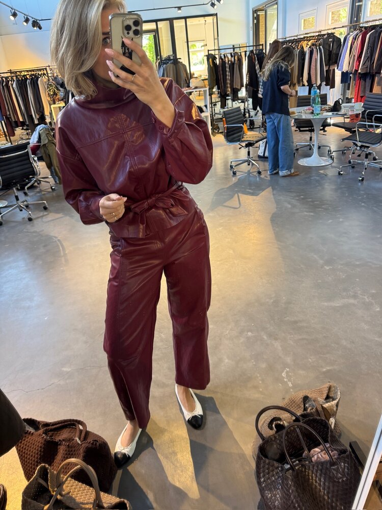 Co'Couture GittCCFunnel Neck Blouse Berry Red
