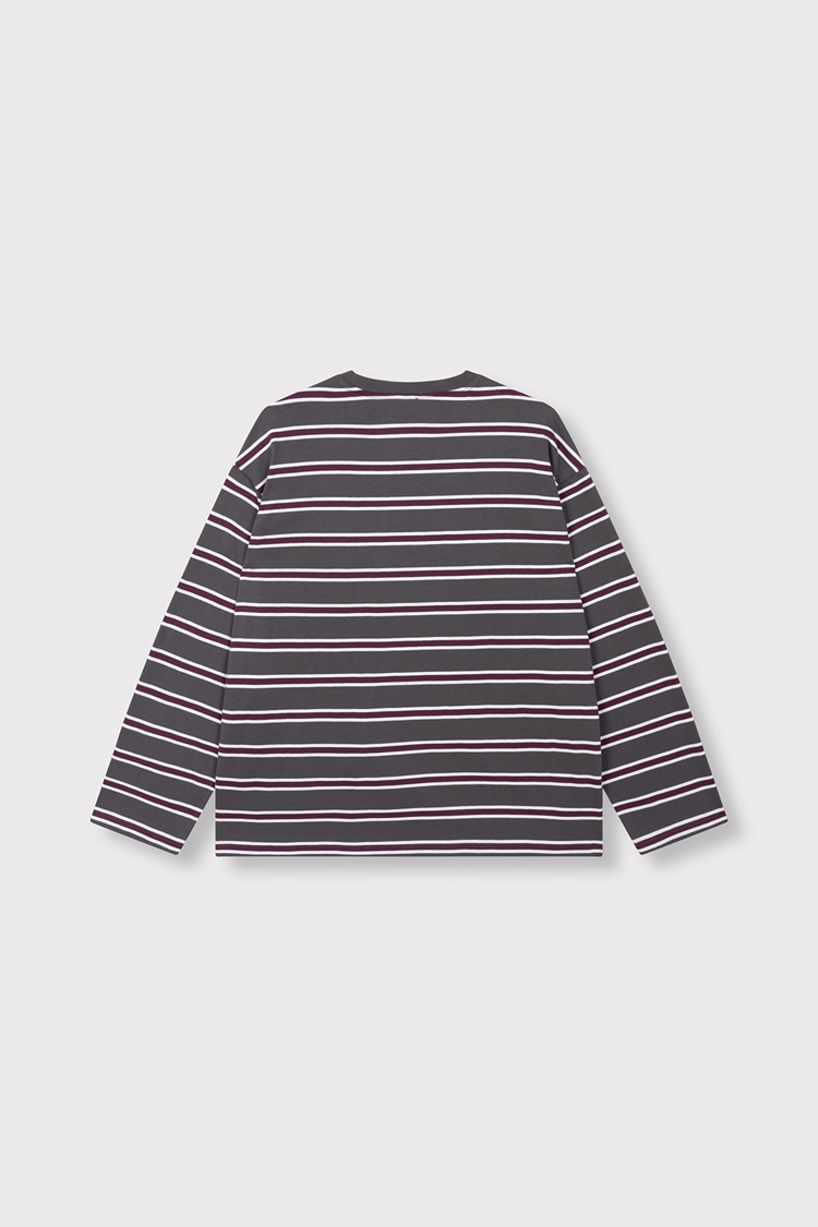 Alix The Label Ladies Knitted Stripe Longsleeve T-Shirt Antracite