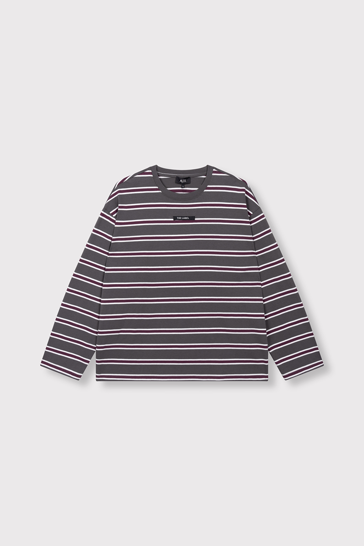 Alix The Label Ladies Knitted Stripe Longsleeve T-Shirt Antracite