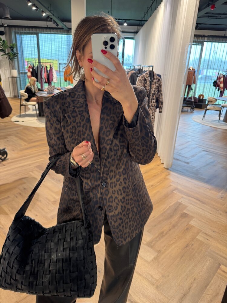 Alix The Label Ladies Woven Animal Blazer Animal