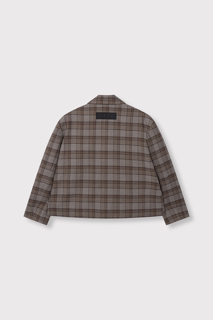 Alix The Label Ladies Woven Cropped Check Blazer Warm Brown