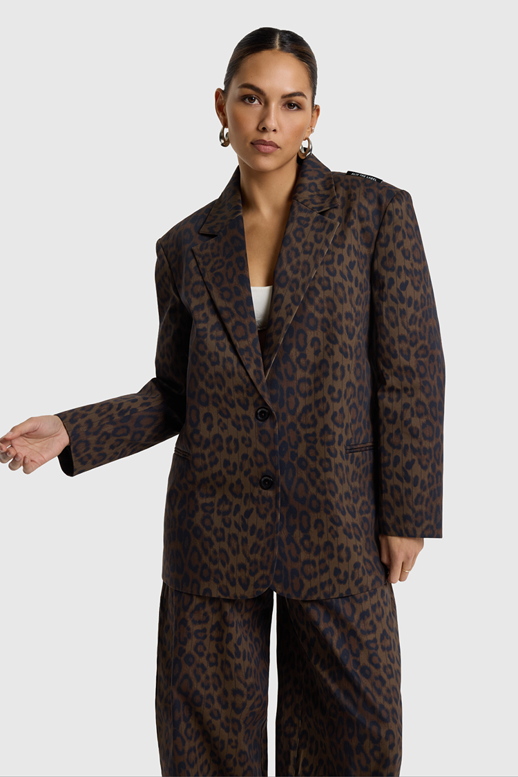 Alix The Label Ladies Woven Animal Blazer Animal