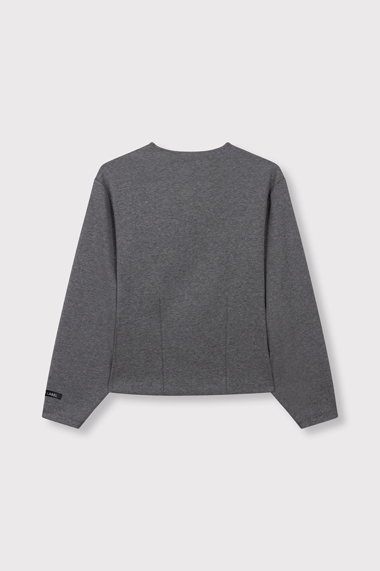 Alix The Label Ladies Knitted Fitted Balloon Sleeve Top Antracite Melange