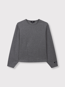 Alix The Label Ladies Knitted Fitted Balloon Sleeve Top Antracite Melange