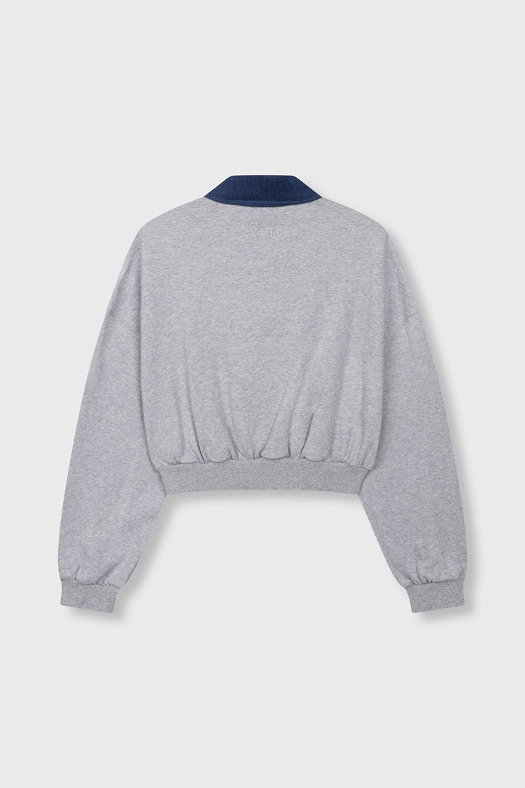 Alix The Label Ladies Knitted Polo Sweater Soft Grey Melange